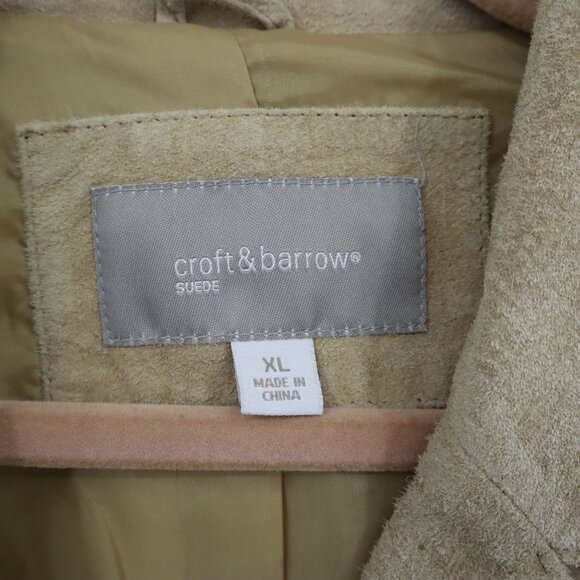 Croft & Barrow Suede Jacket Women XL Beige Formal Boho Career Tailored Classic - Picture 2 of 16
